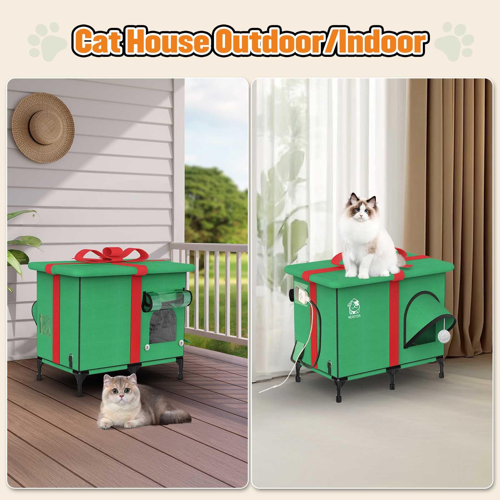NEAIYDA outdoor cat house roof-open feature for easy cleaning.