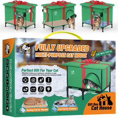 NEAIYDA outdoor heated cat house exterior shows weatherproof shell for year-round shelter.