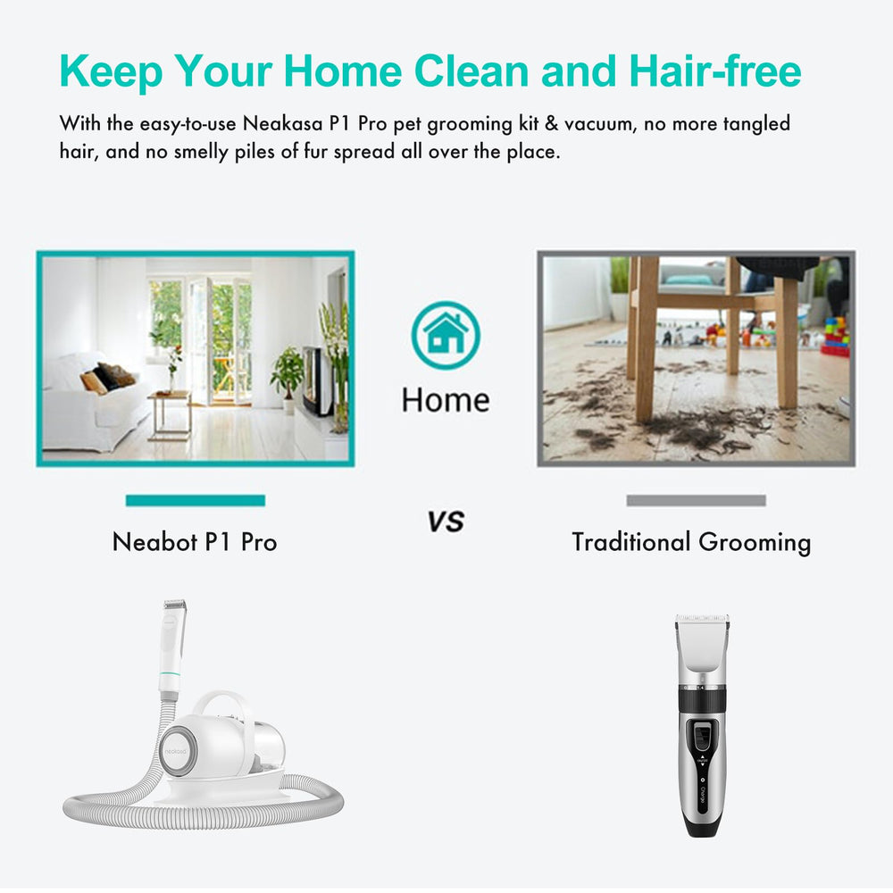 Neakasa P1 Pro pet scene showing home grooming with the kit