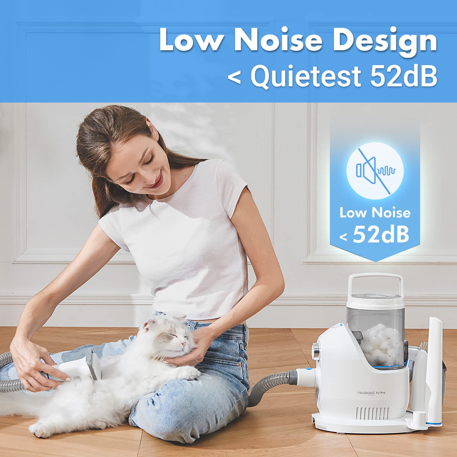2L dustbin of Neakasa P2 Pro keeps pet hair contained during grooming