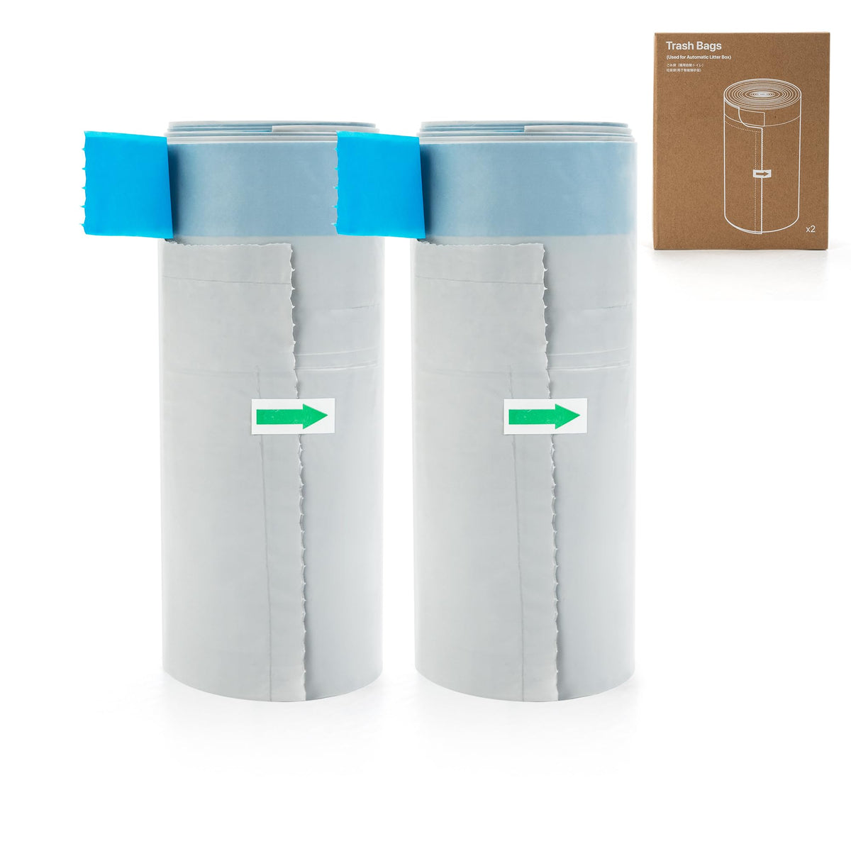 Neakasa waste bags two-rolls packaging for easy replacement and clean storage.