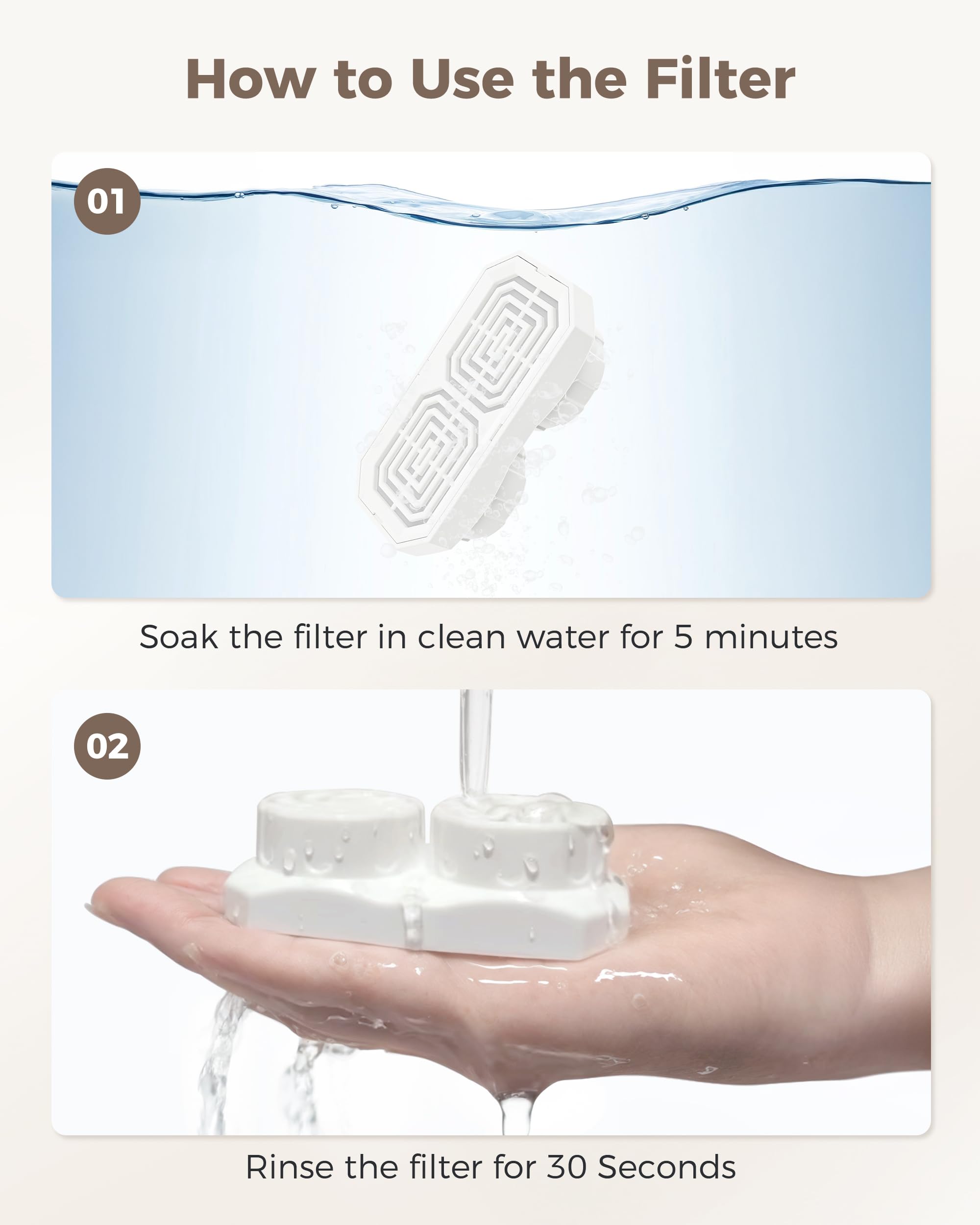 Neareal soak-and-rinse prep before installation.