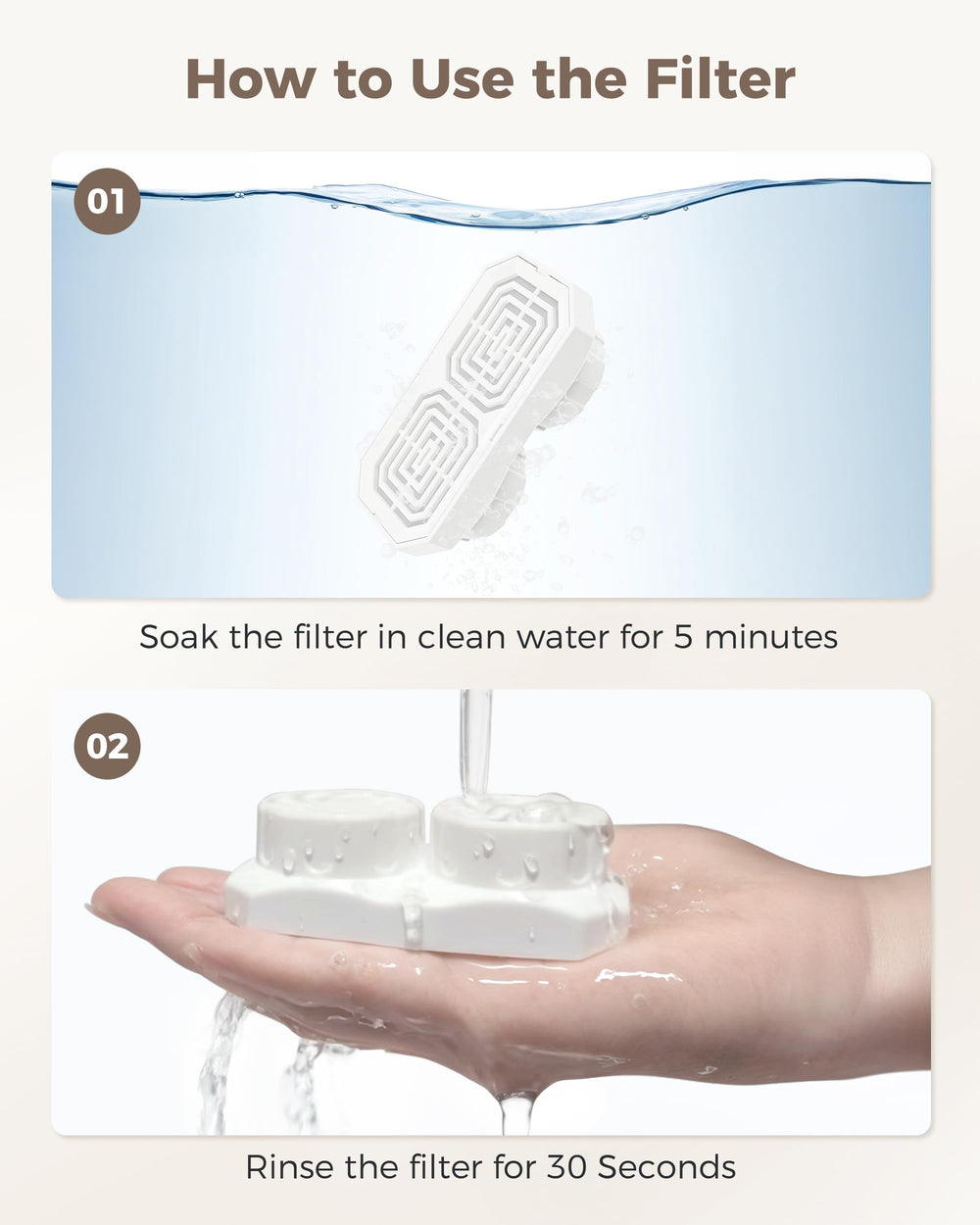 Neareal soak-and-rinse prep before installation.