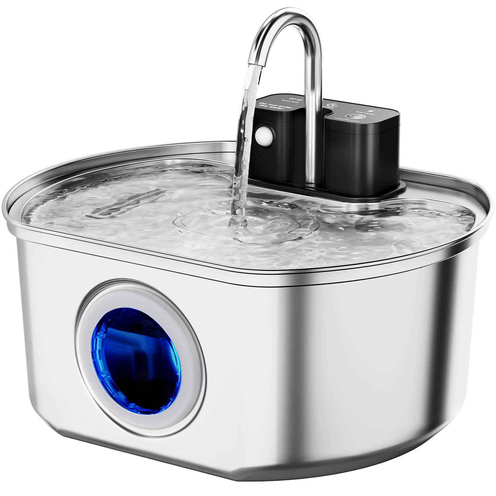 Neareal Cat Water Fountain stainless front view highlights easy hydration