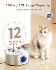 Neareal cat water fountain stainless steel design offers durable, easy-to-clean hydration.