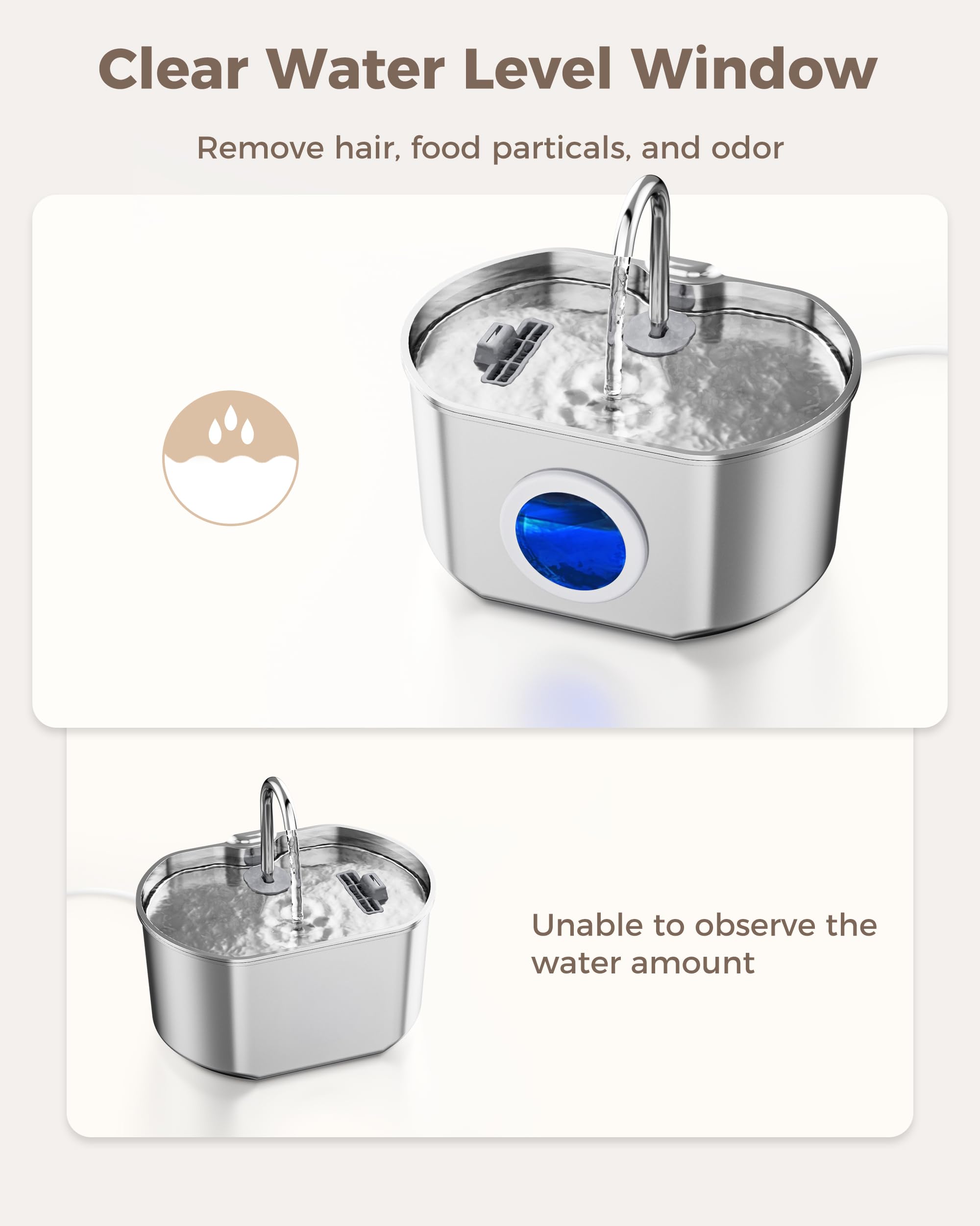 Neareal cat water fountain ultra-silent pump for quiet homes.