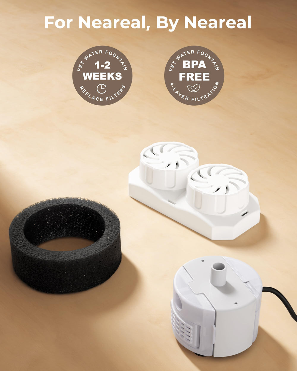 Neareal multi-pet home bundle supports regular water replacement