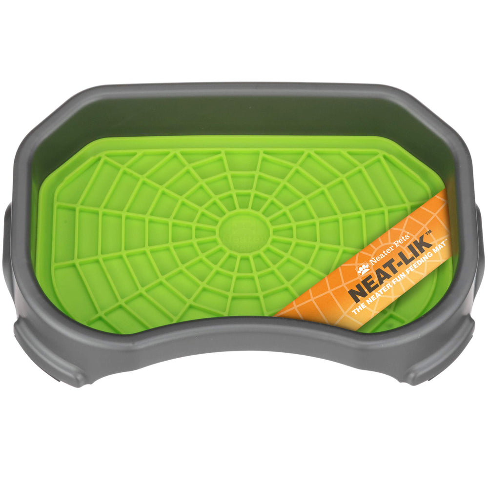 Neat-LIK pad in tray keeps floors clean and cleanup easy.