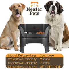 Neater Feeder Deluxe two bowls in dishwasher-safe stainless steel for easy cleaning.
