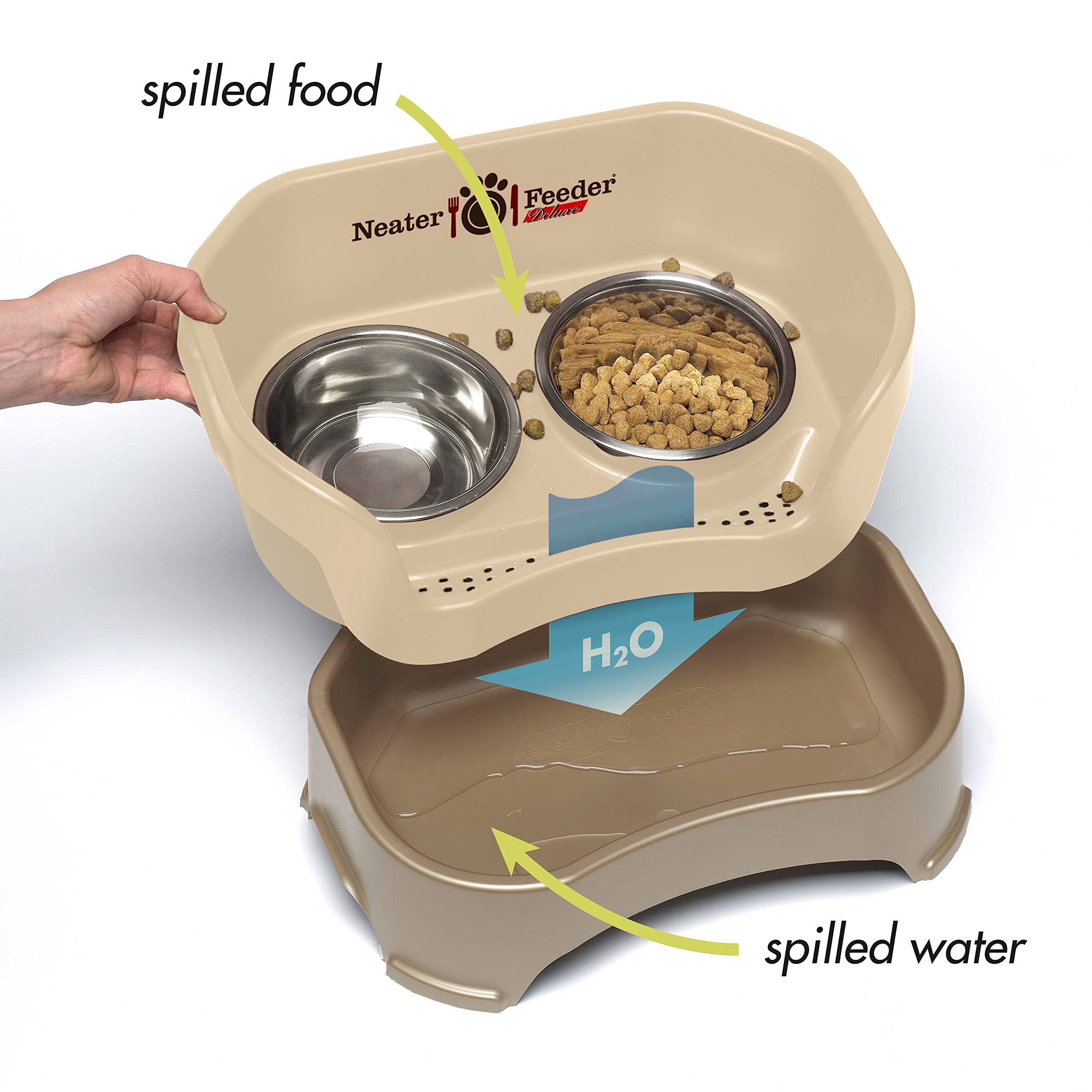 Neater Feeder Deluxe leg extensions improve stability and prevent tipping.
