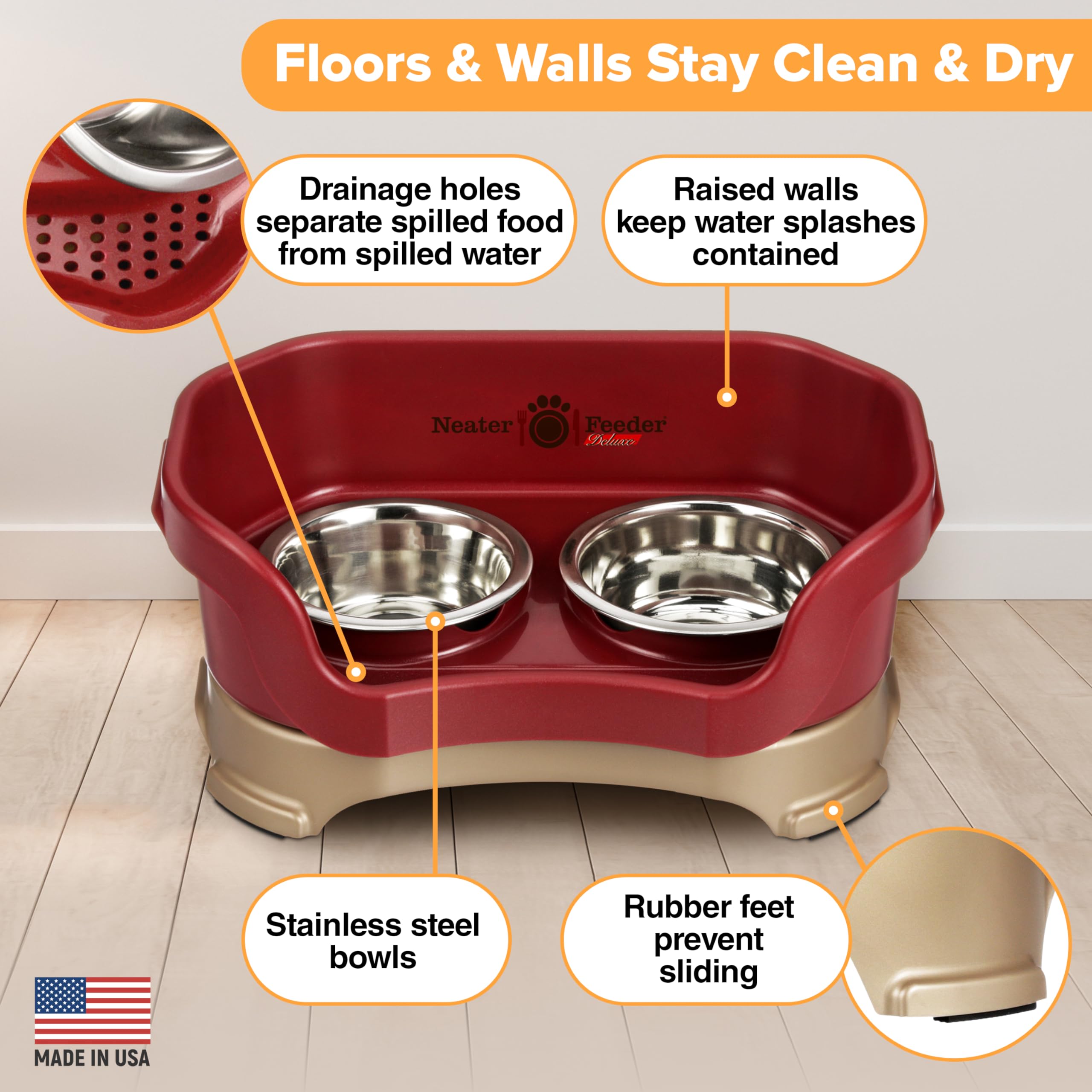Neater Feeder Deluxe mess-proof design keeps feeding area tidy