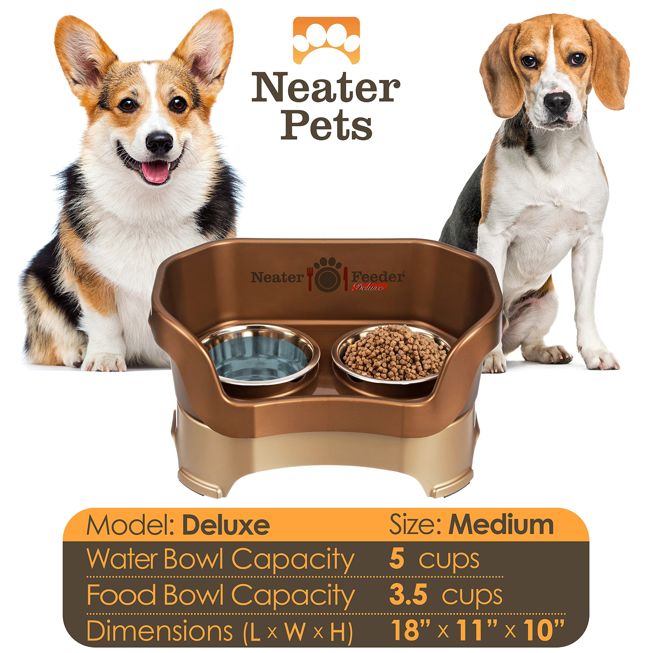 Neater Feeder Deluxe non-slip feet keep the stand steady during meals
