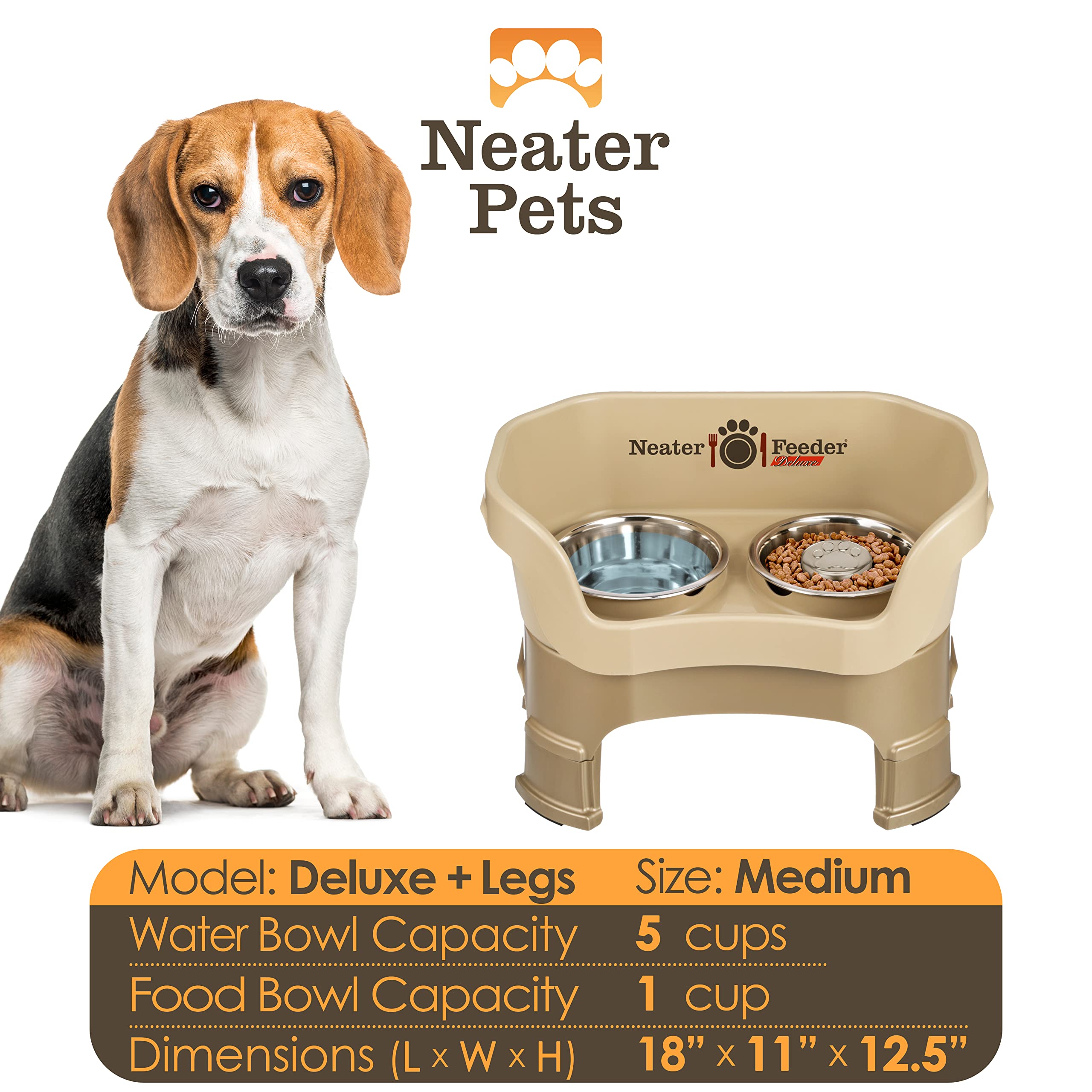 Neater Feeder Deluxe stainless steel bowl highlights hygienic, durable slow-feeder option.