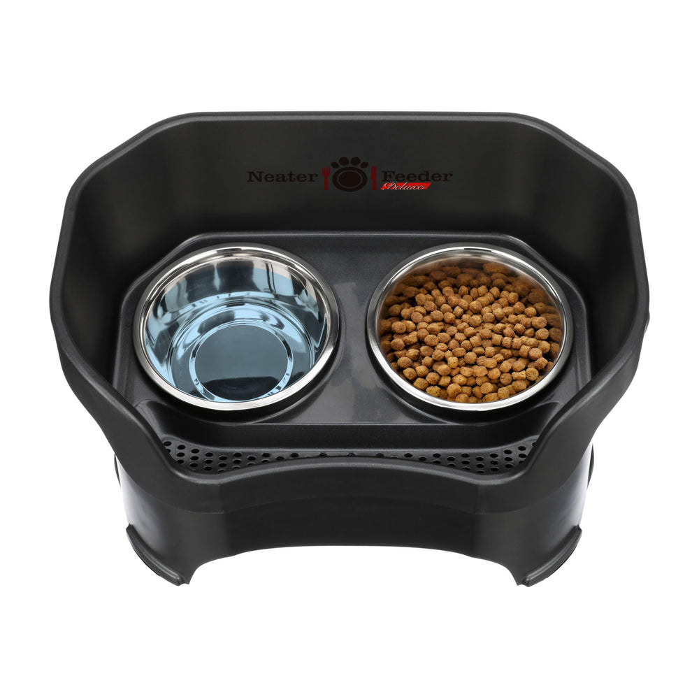 Neater Feeder Deluxe water drainage basin keeps spills contained