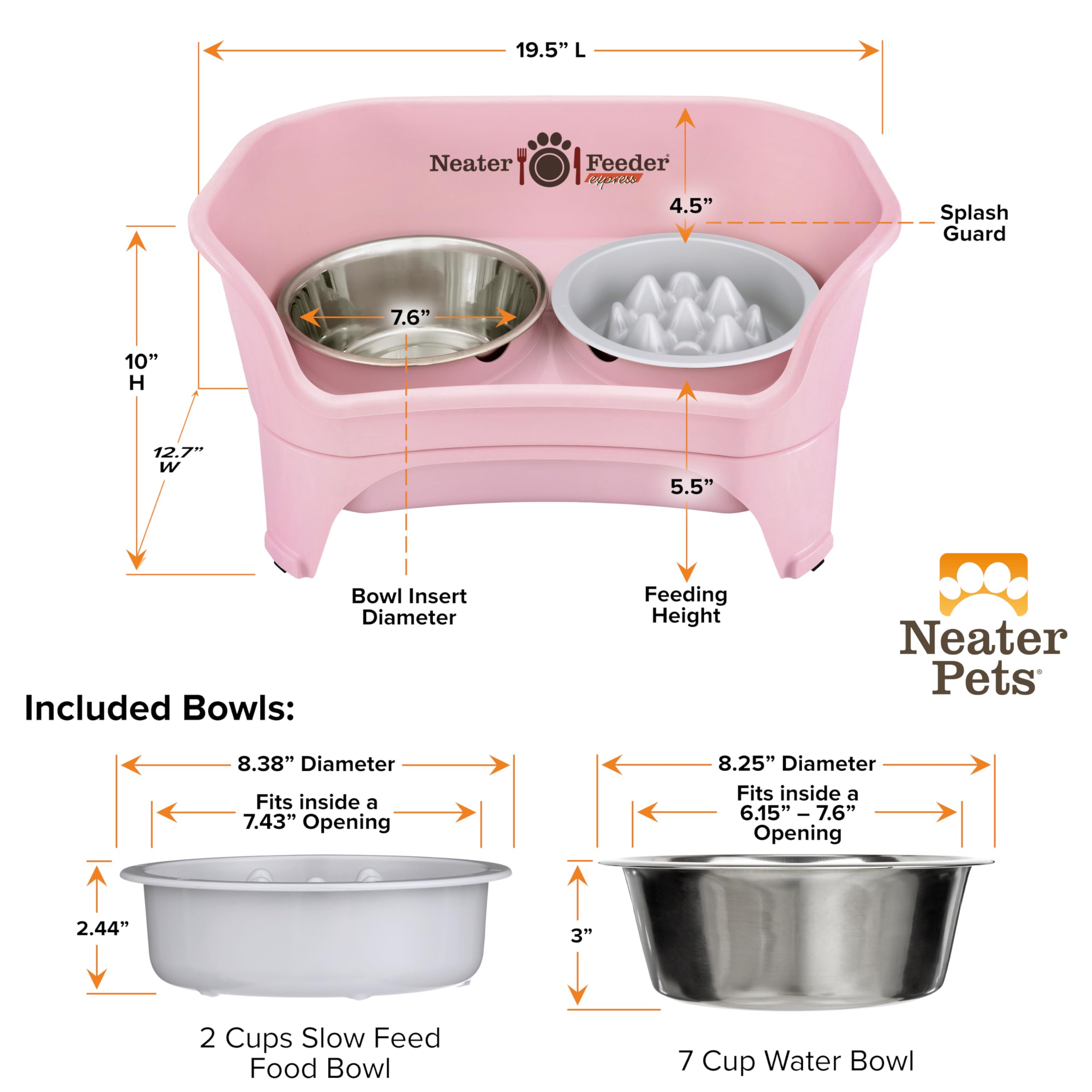 Neater Feeder Express splash-proof walls keep spills contained.