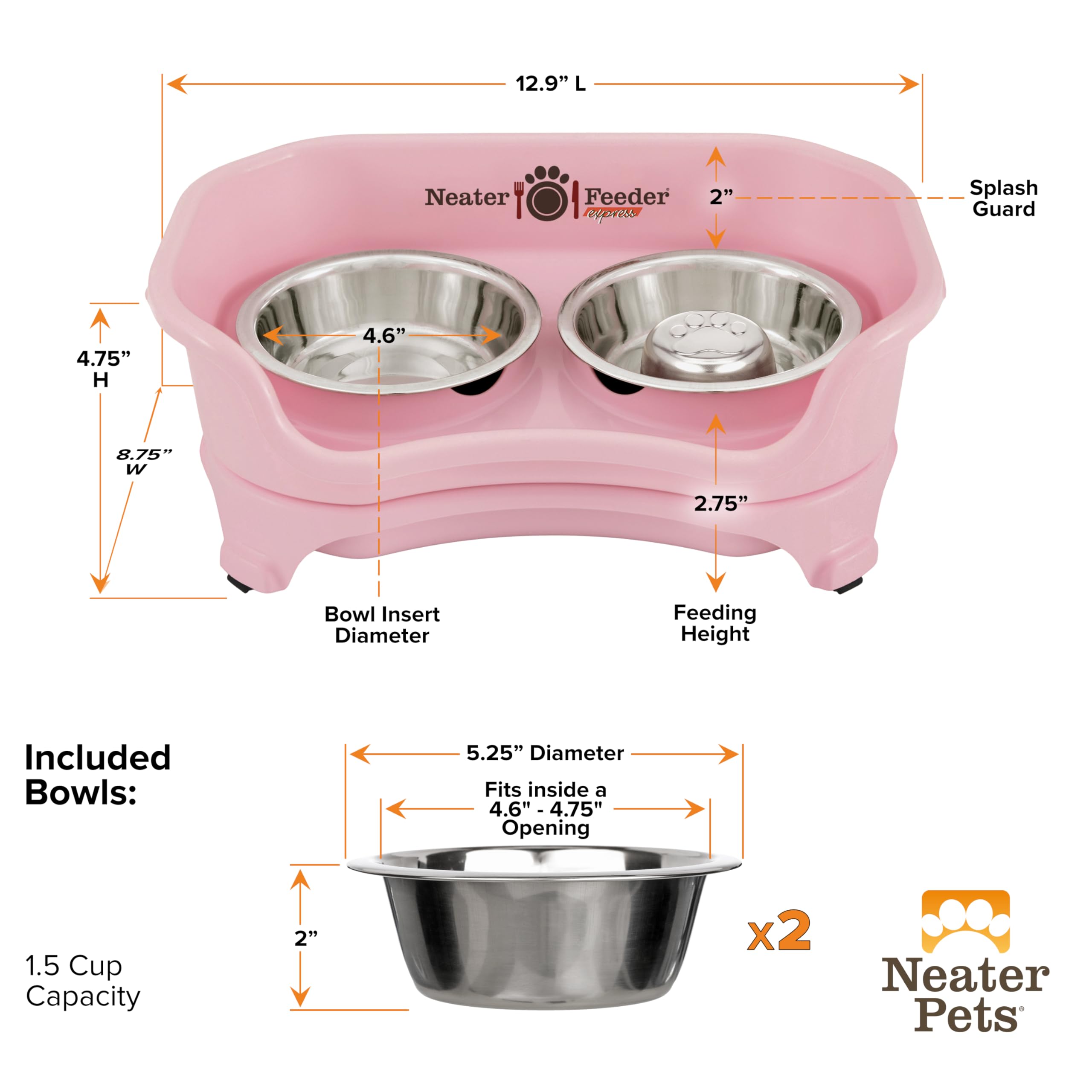Neater Feeder Express BPA-free and lead-free stainless bowls
