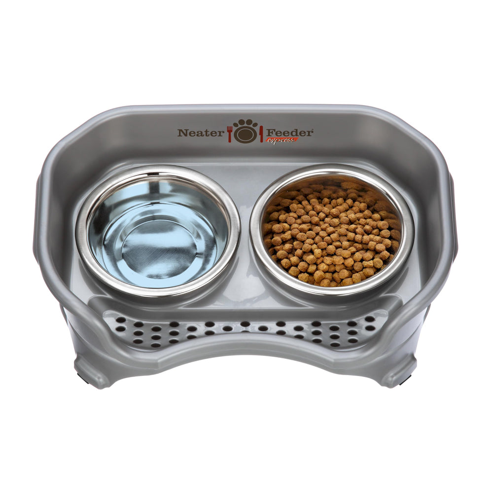 Neater Feeder Express neutral gray finish blends with home decor.