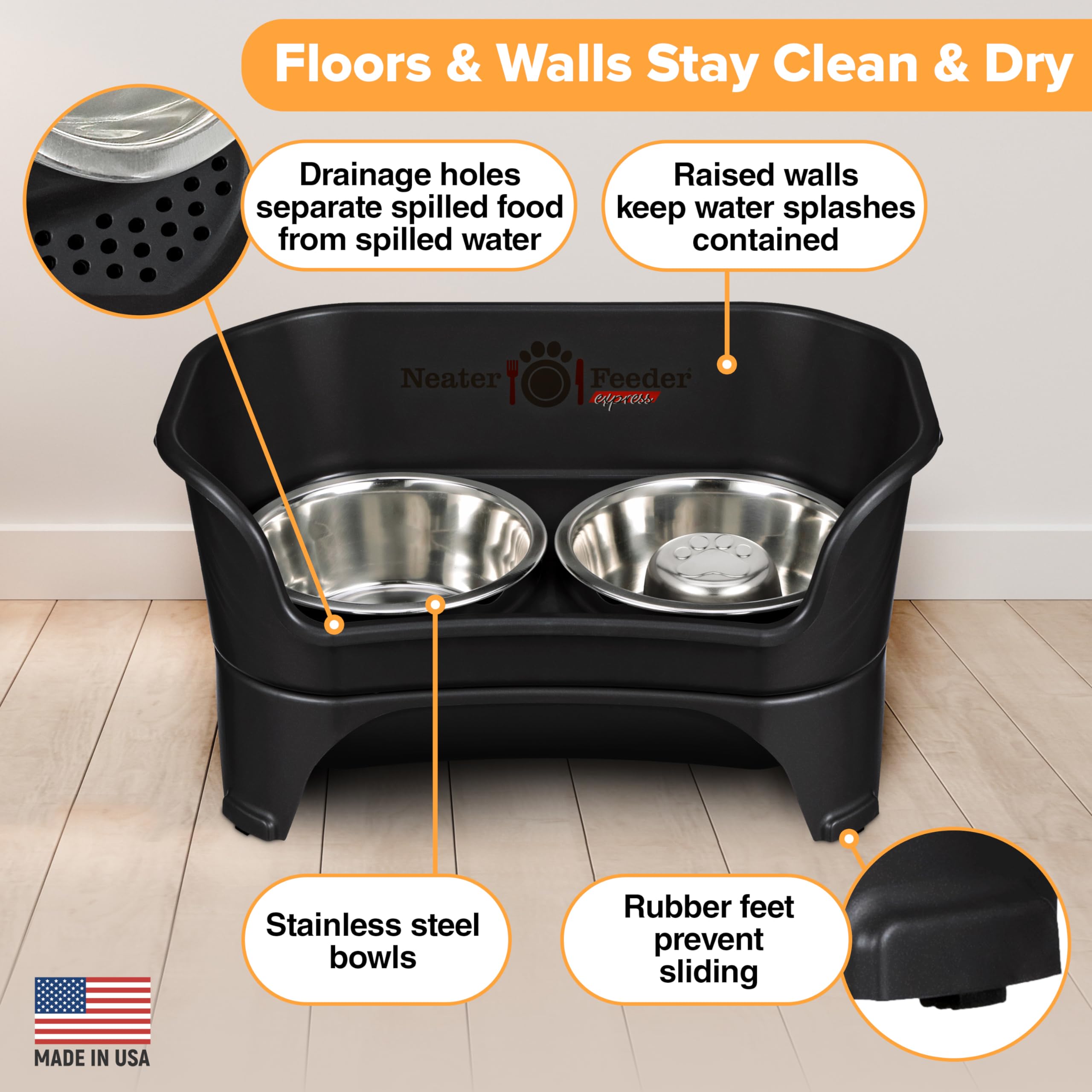 Neater Feeder Express dishwasher-safe-parts simplify cleaning of bowls and basins.