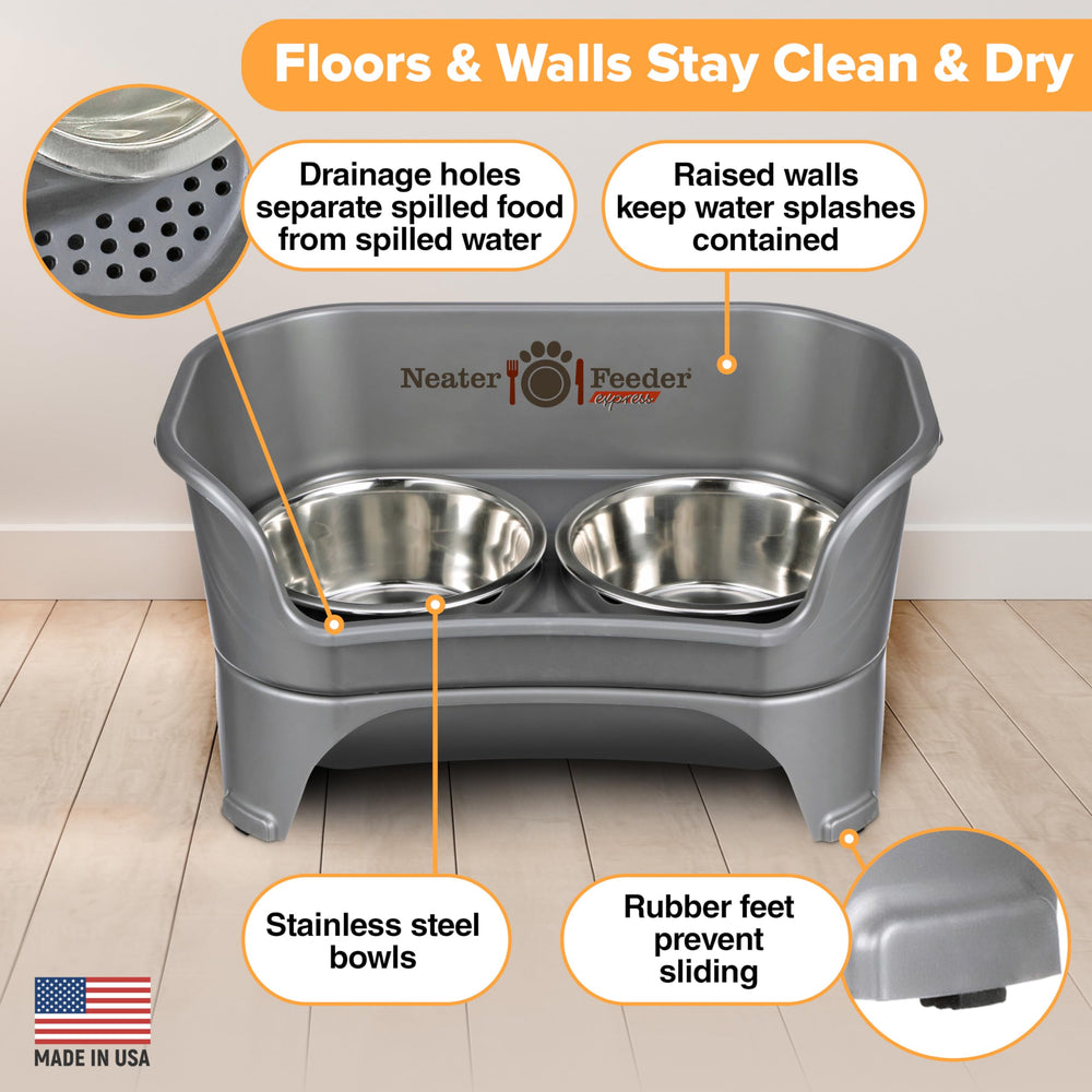 Neater Feeder Express elevated stand designed for medium to large dogs.
