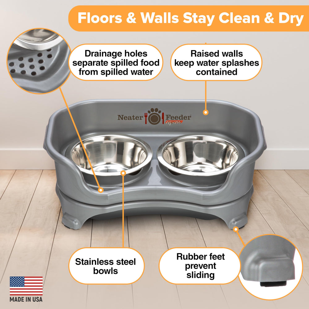 Neater Feeder Express includes two 1.5 cup bowls for balanced portions.