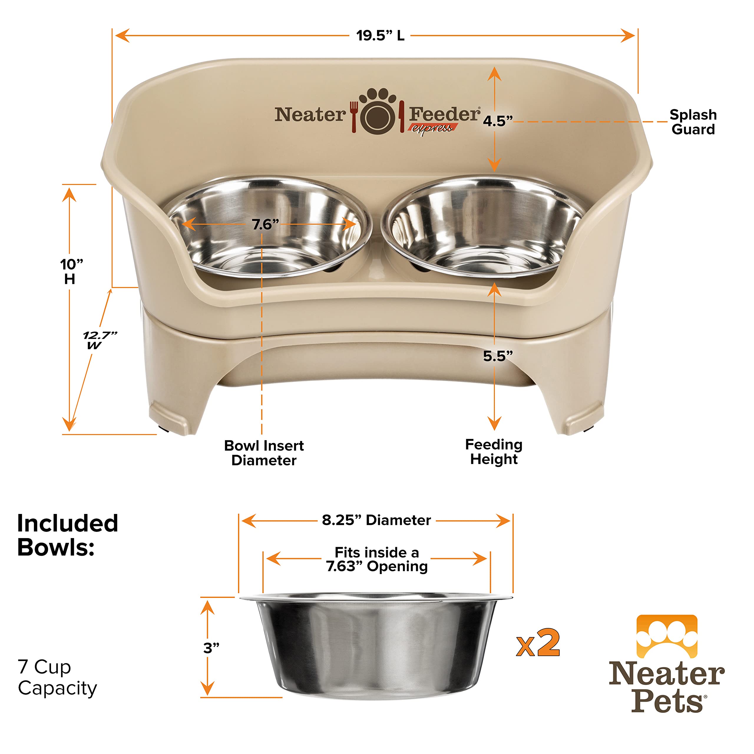 Neater Feeder Express US-made stand with imported stainless bowls