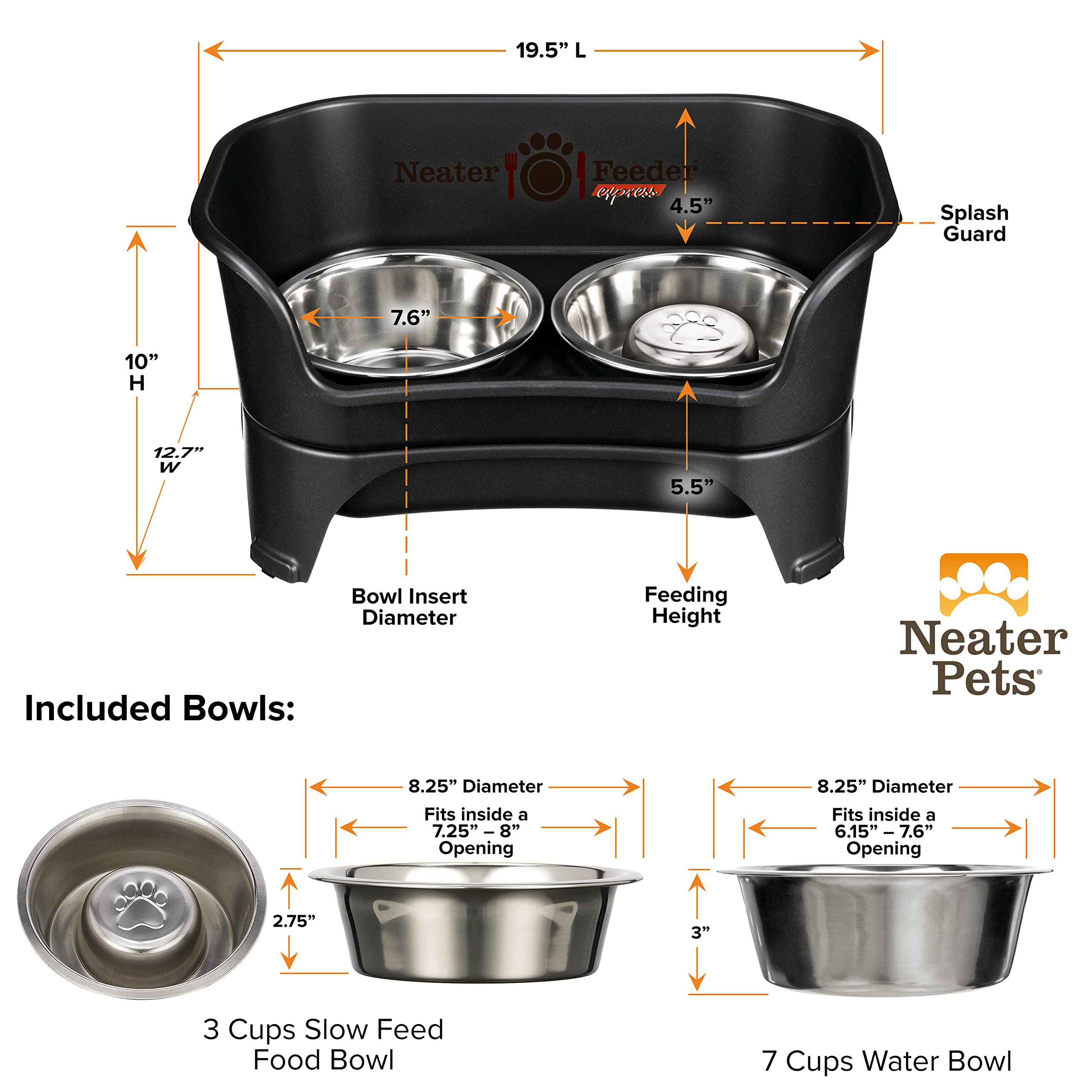 Neater Feeder Express sized for medium-to-large dogs, fits over 9 inches.
