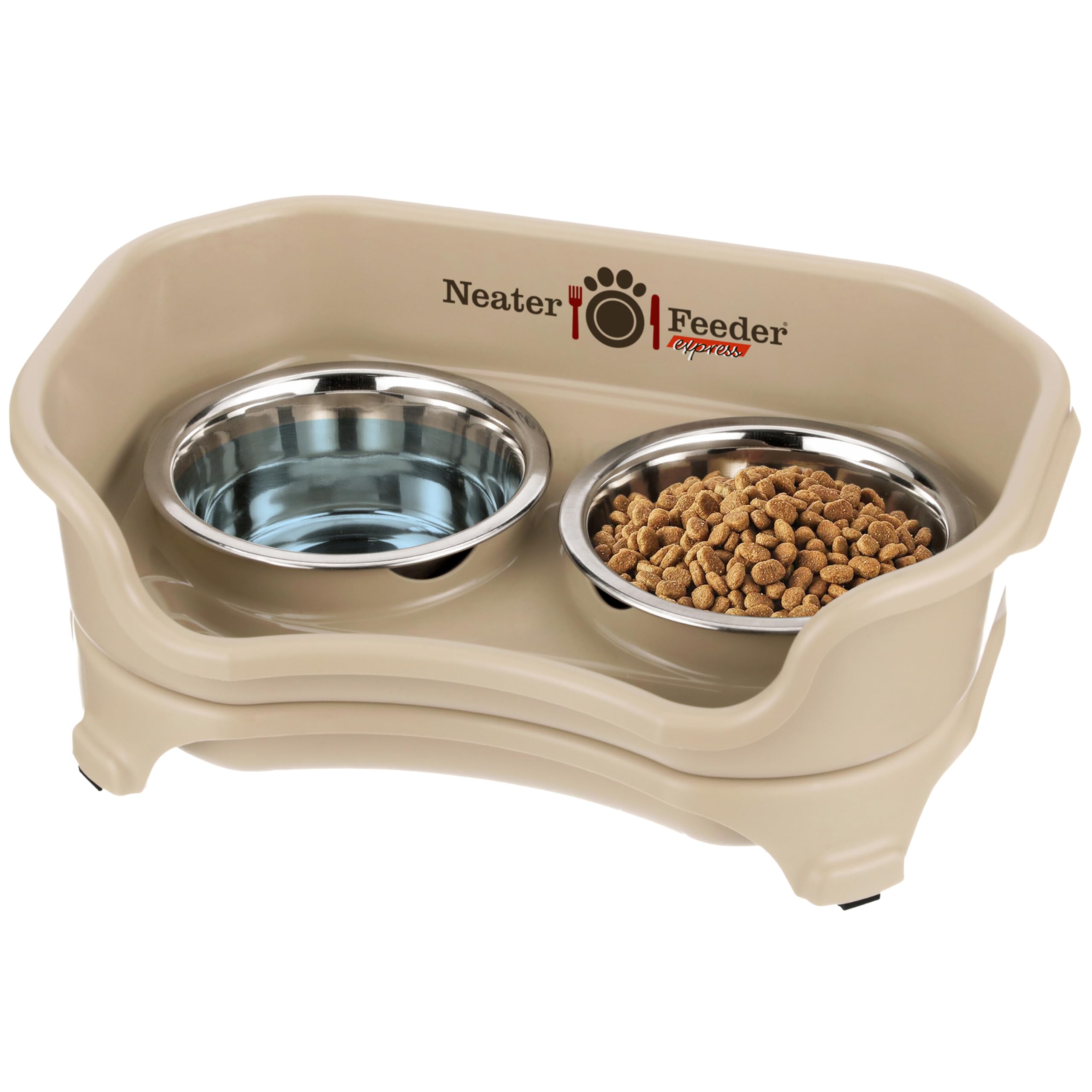 Neater Feeder Express mess-proof stand keeps spills contained around the plate.