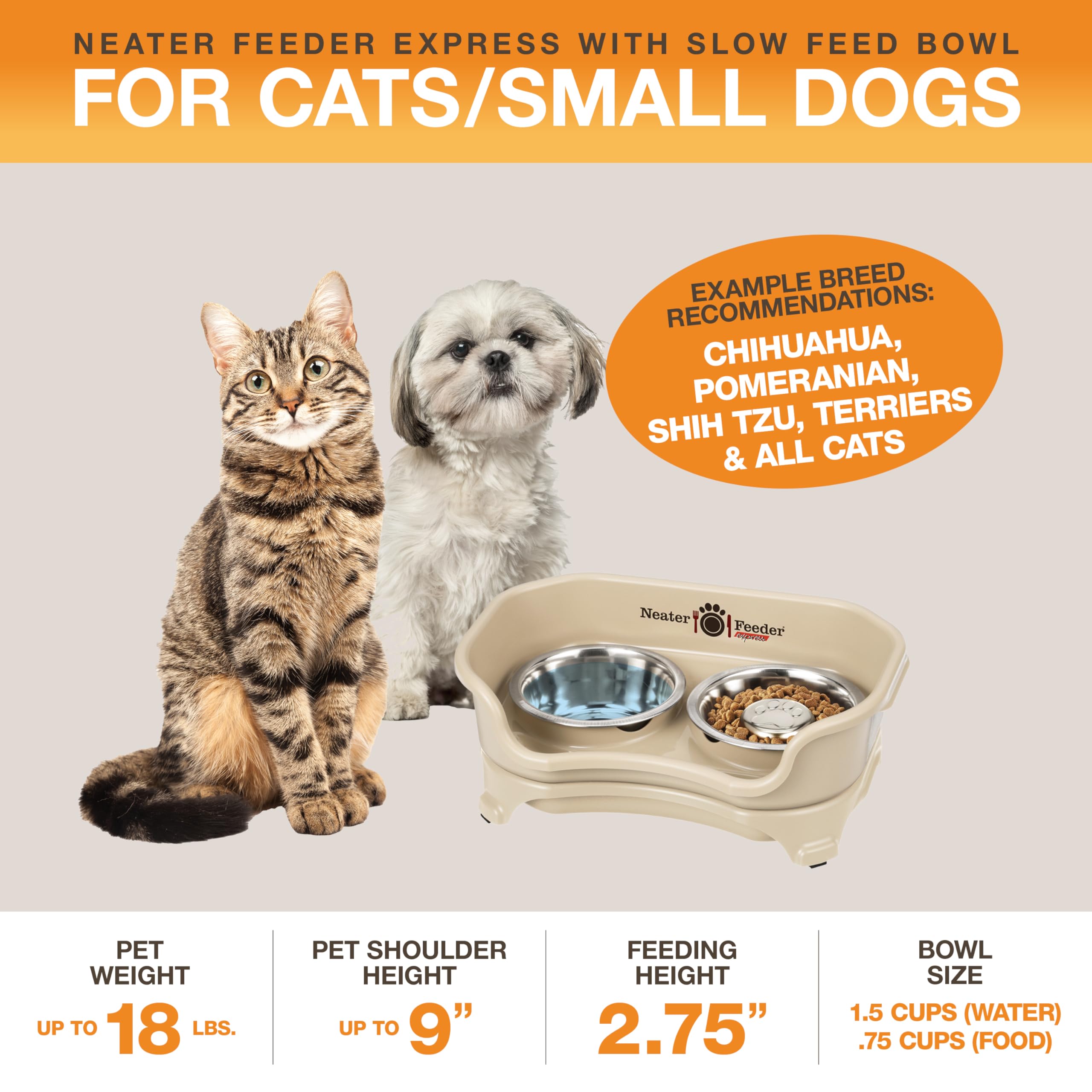 Neater Feeder Express stainless steel bowls are dishwasher safe and easy to clean.