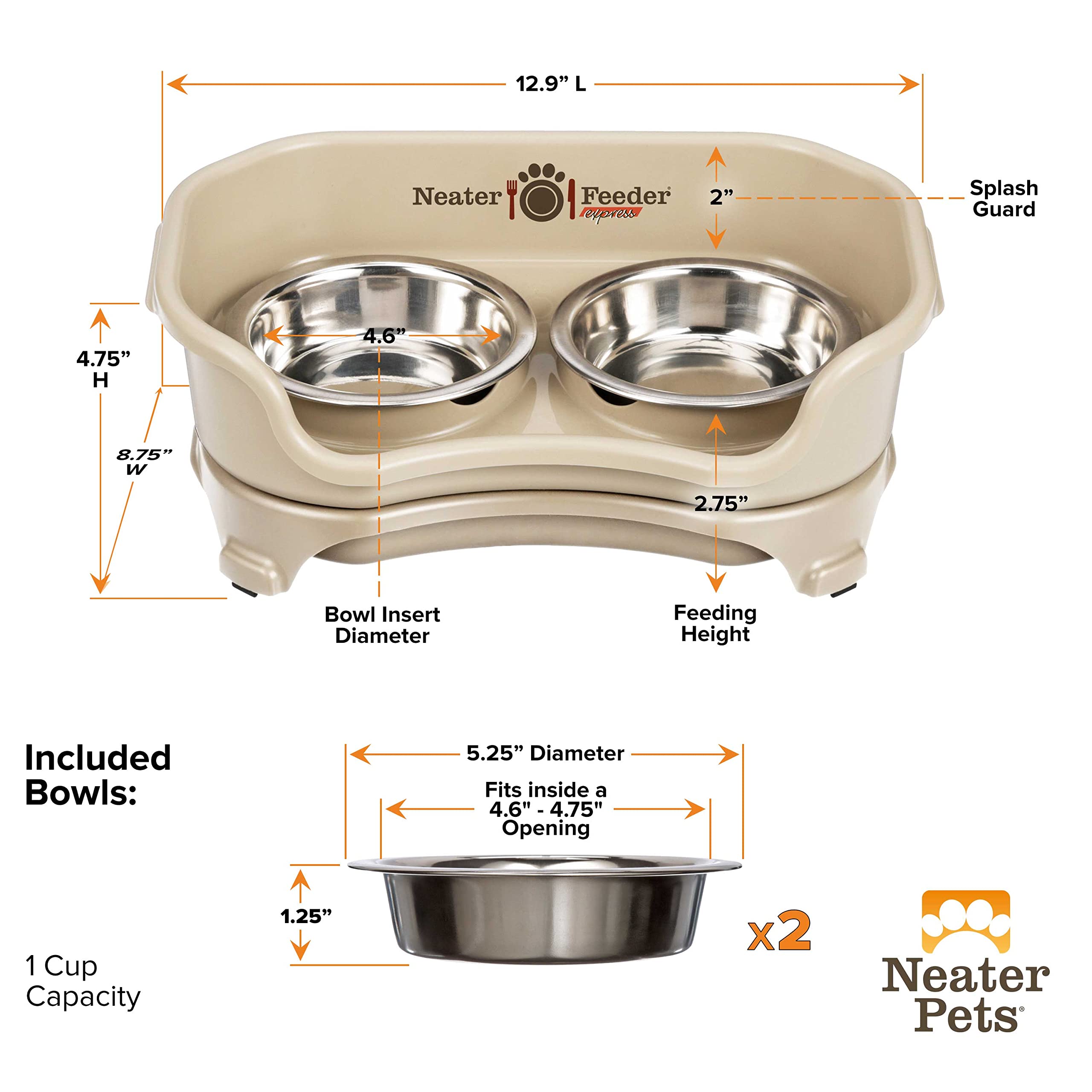 Neater Feeder Express stainless steel bowls maintain hygienic surfaces and pest protection.