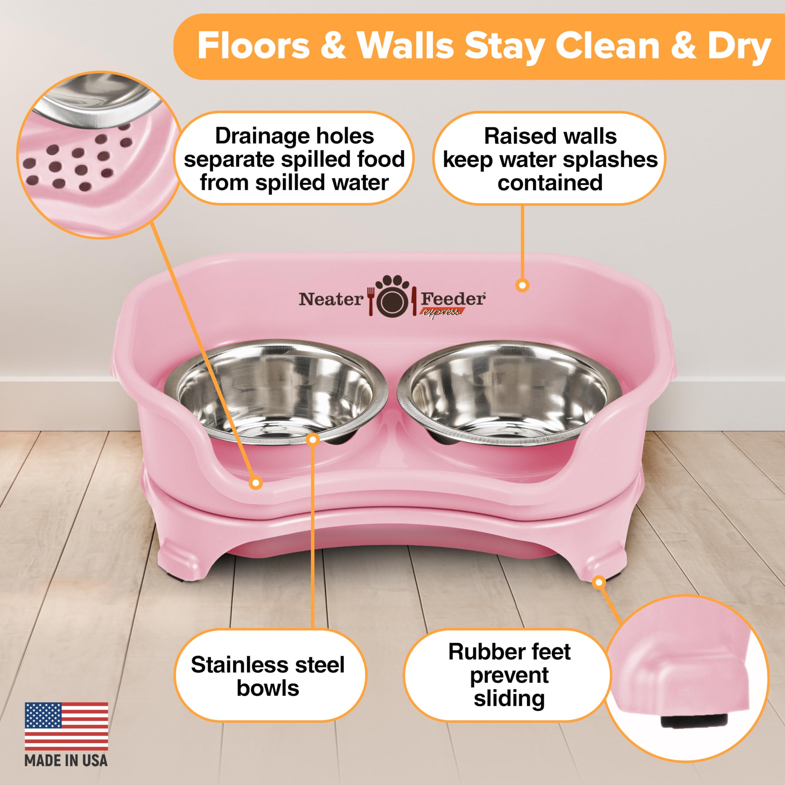Neater Feeder Express stainless steel dishes for food and water and easy cleaning