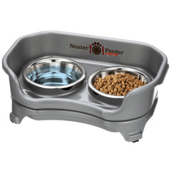 Neater Feeder Express stand with elevated bowls improves feeding posture and keeps mess contained.