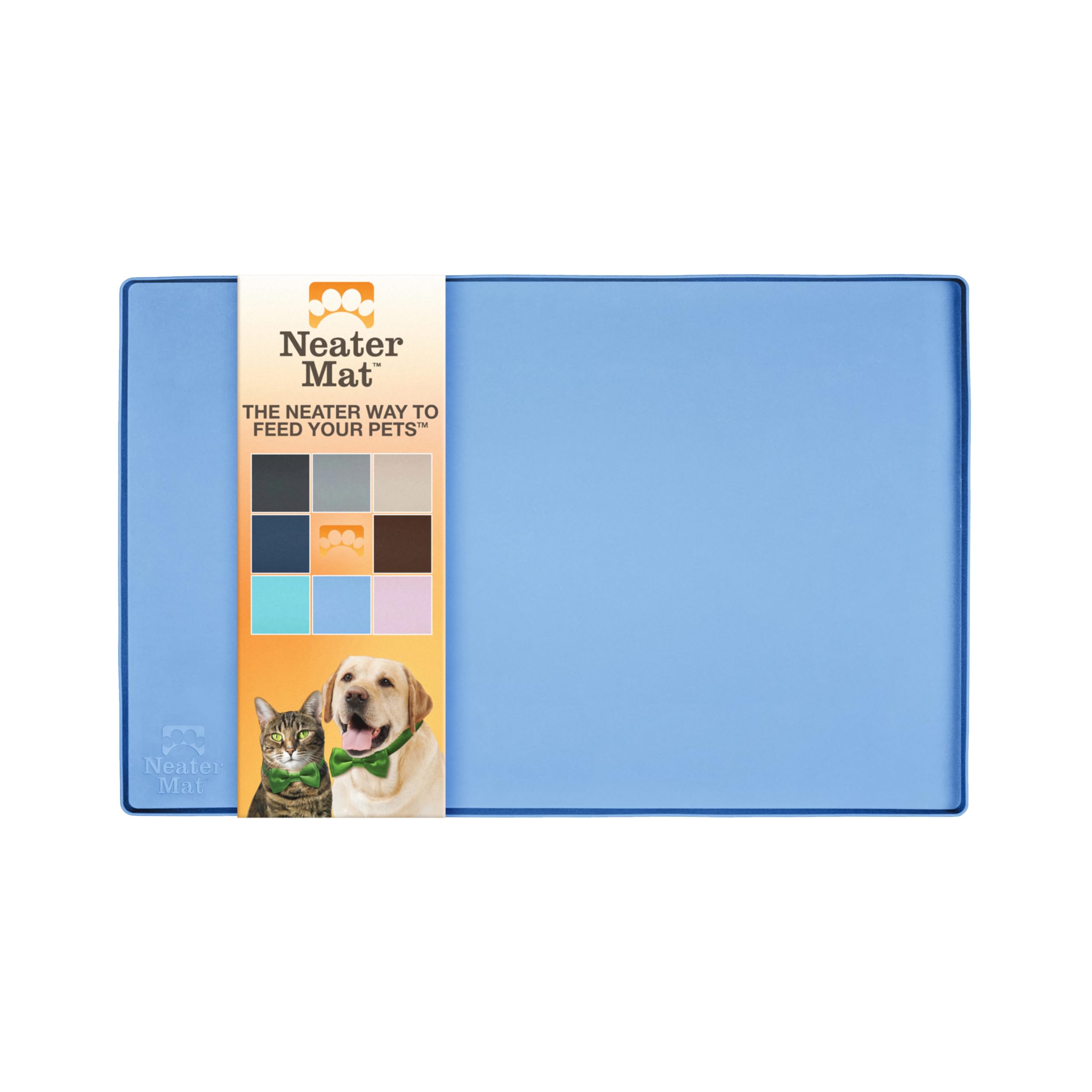 Neater Mat under-bowls protects floors from spills during meals.