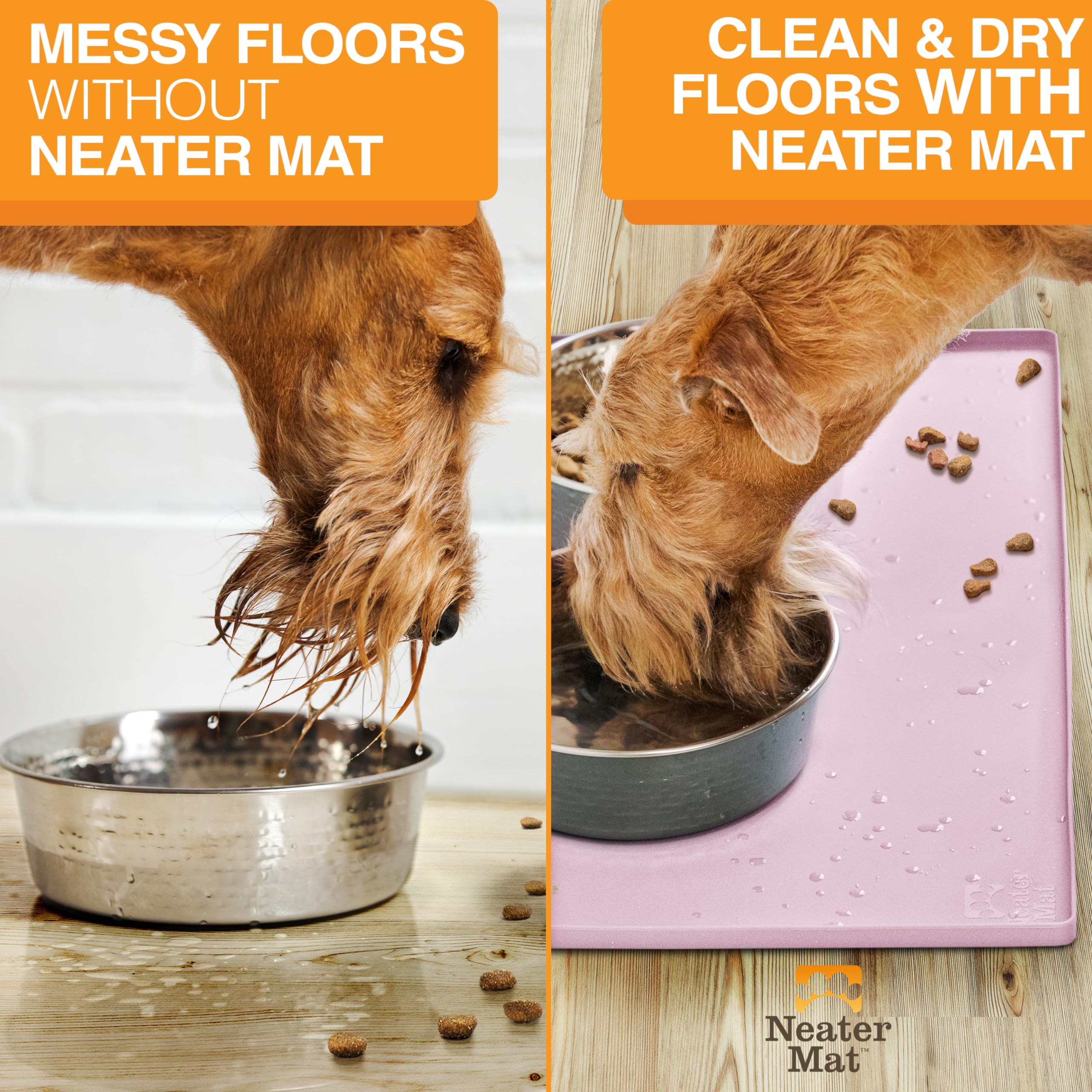 Neater Mat waterproof silicone closeup emphasizes BPA free and food safe surface.