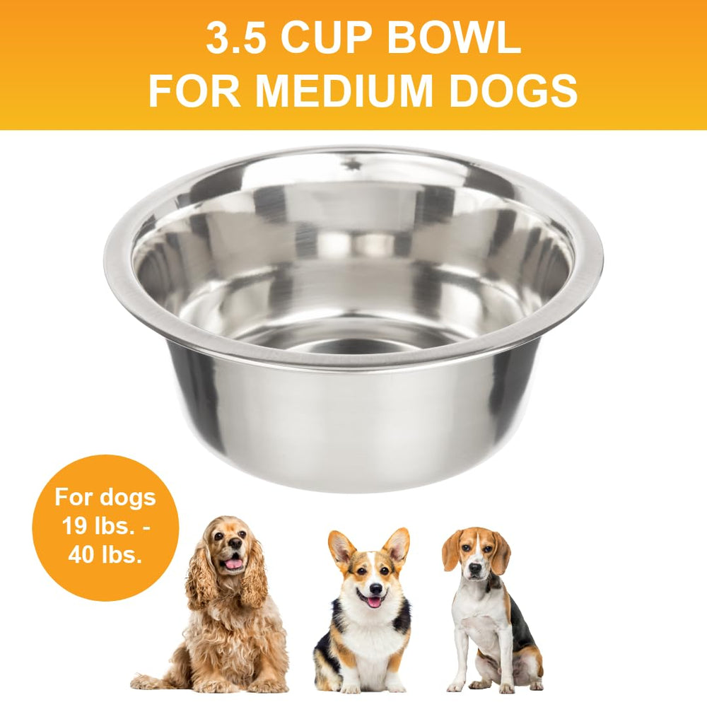 Neater Pet Brands 3.5-cup stainless steel bowls top view, dishwasher-safe.