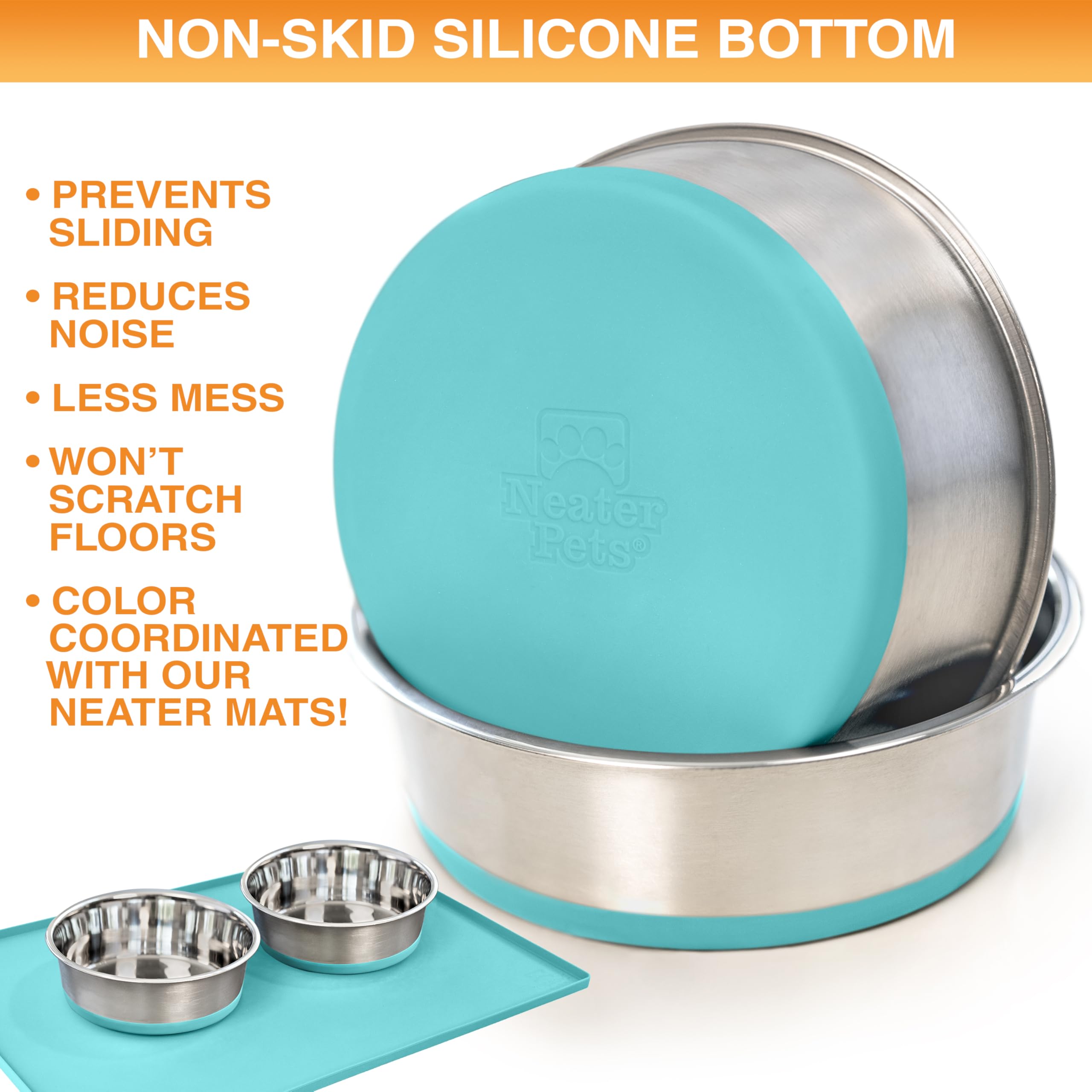 Neater Pet Brands 6-cup capacity bowls support large dogs during meals.
