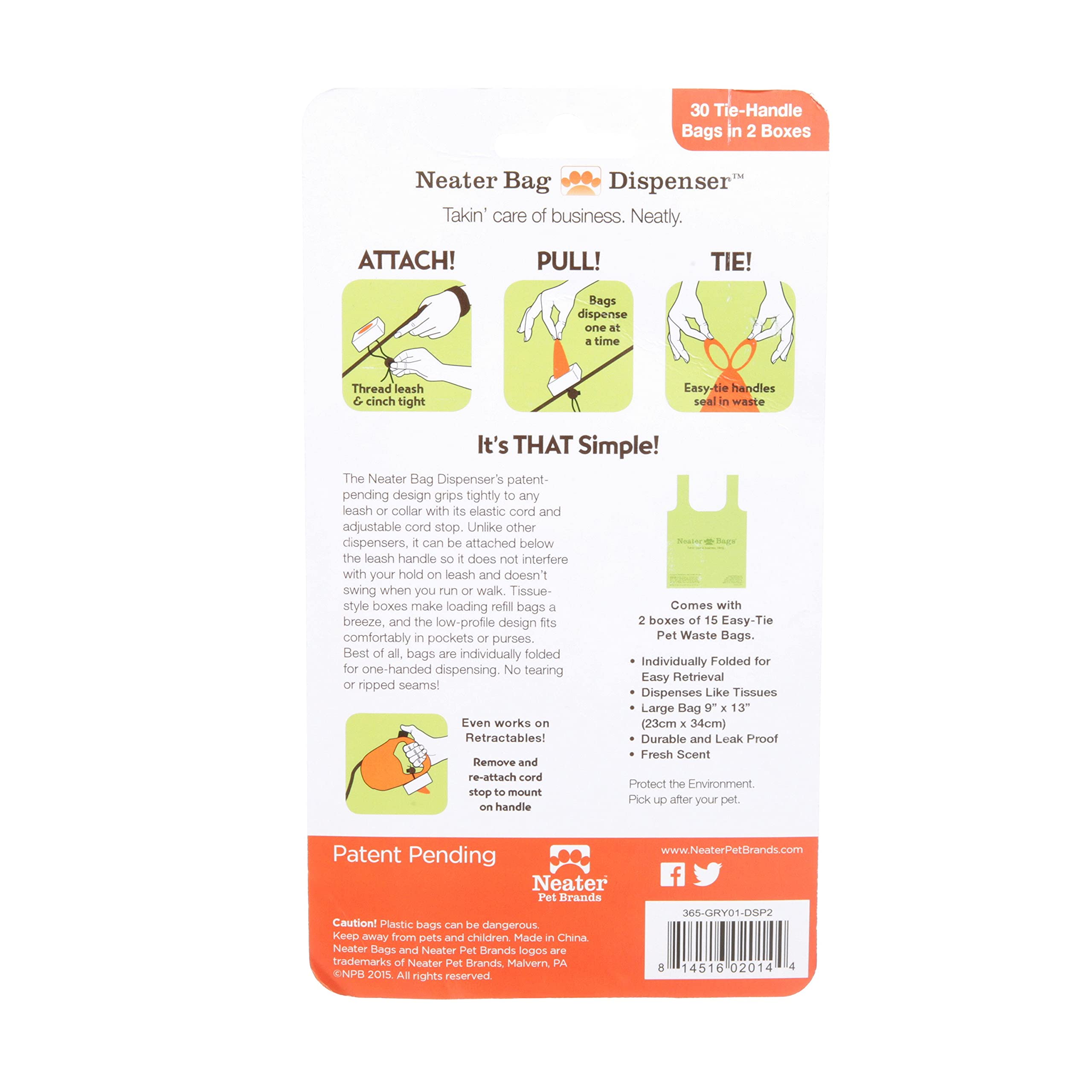 Neater Bags measure 8.9 by 8.5 inches for larger cleanups.