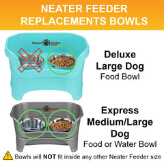 Neater Pet Brands Large Deluxe Model fit image showing compatibility with feeder stands