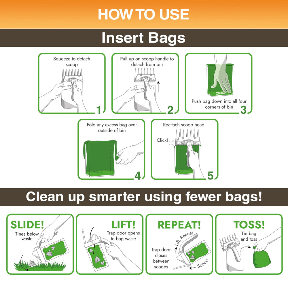 Neater Pet Brands Lift N’ Bag 2.0 yard cleanup in action with bags attached.