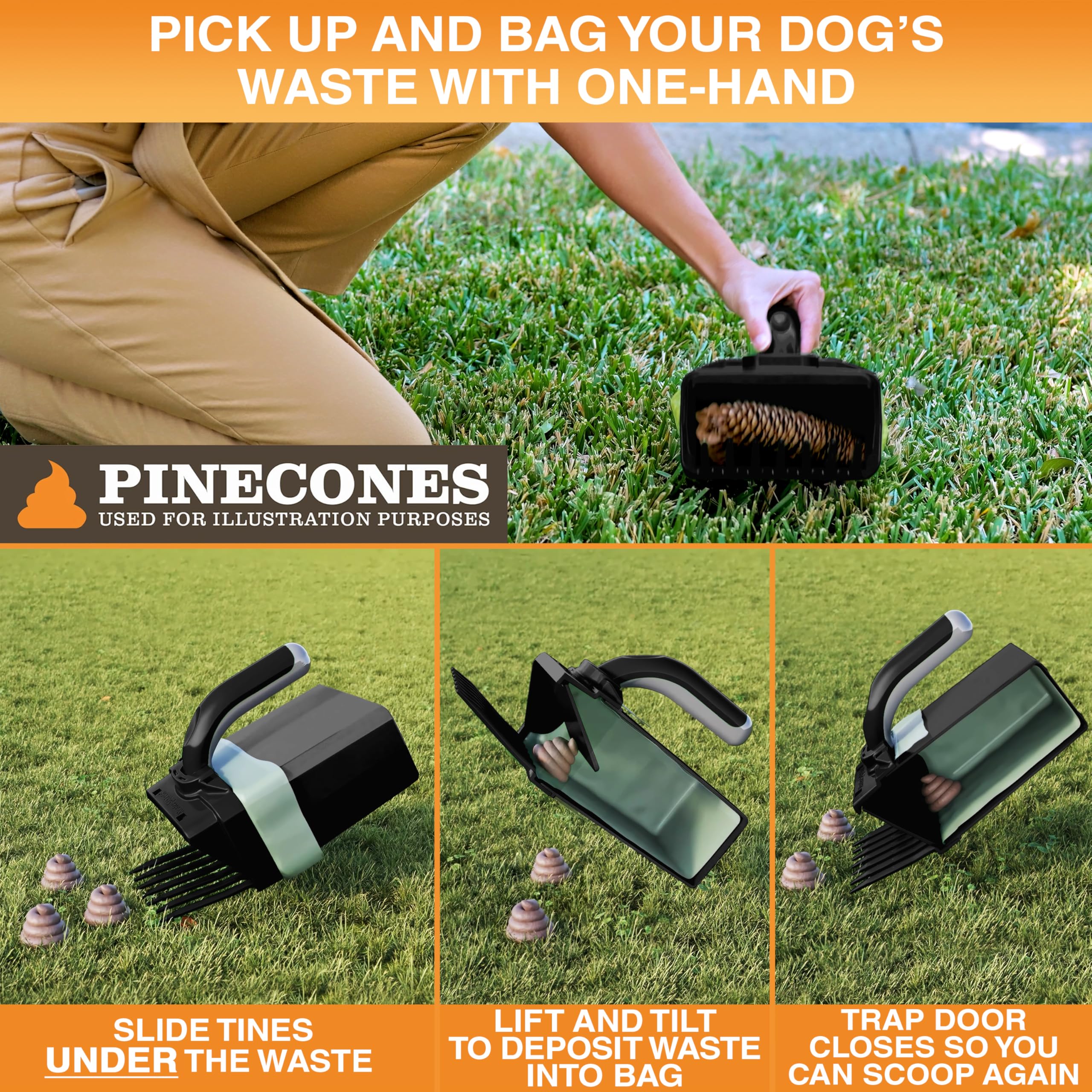 Neater Pet Brands Lift N’ Bag extra tines collect small waste pieces.