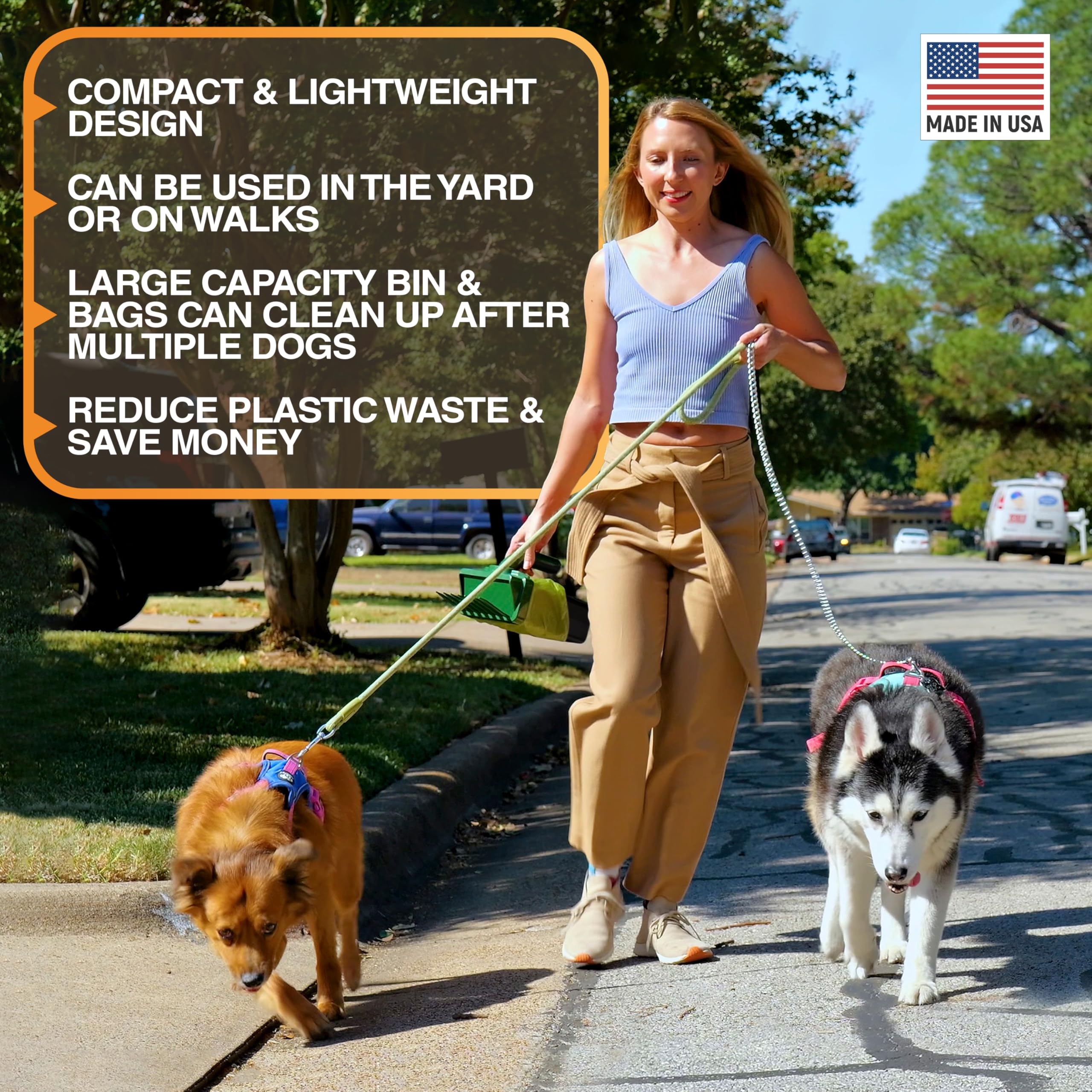 Neater Pet Brands Lift N’ Bag lightweight design shows easy handling for seniors and kids.