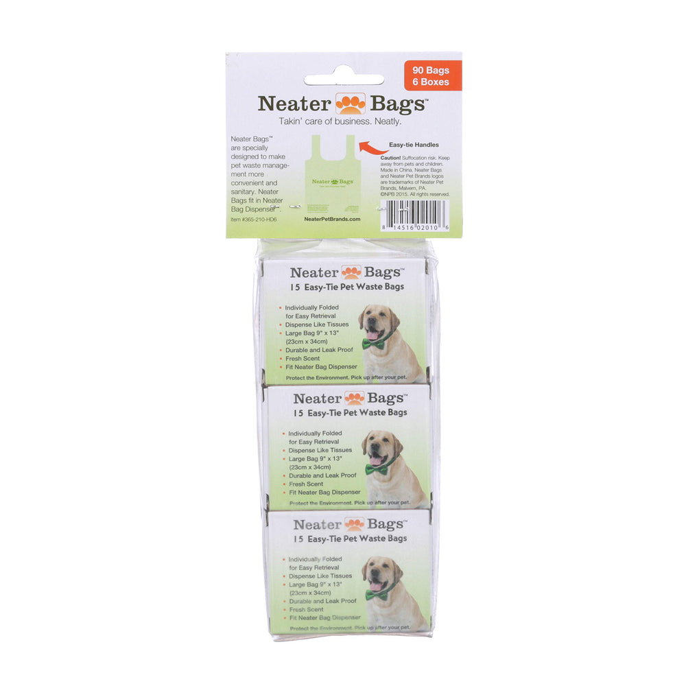 Neater Bags 90-count box keeps supplies ready, boxes fit in dispensers for travel.