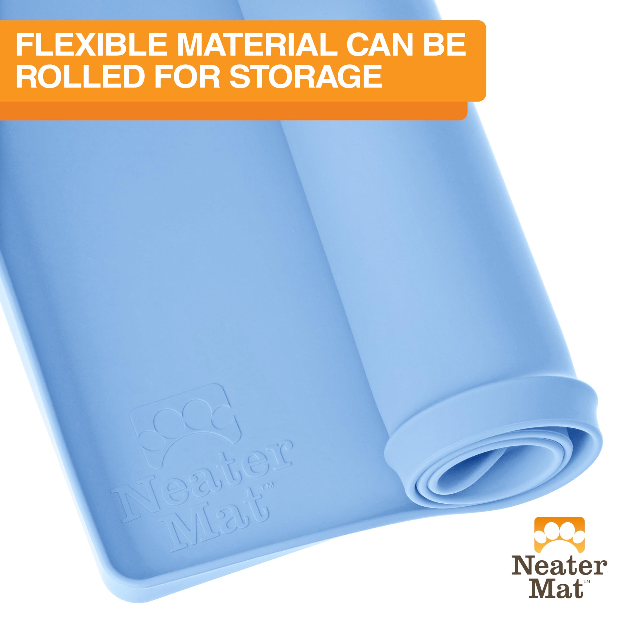 Neater Mat travel-friendly silicone folds for easy packing.