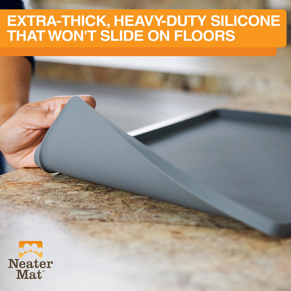 Neater Mat extra-thick anti-slip bottom minimizes sliding on floors.