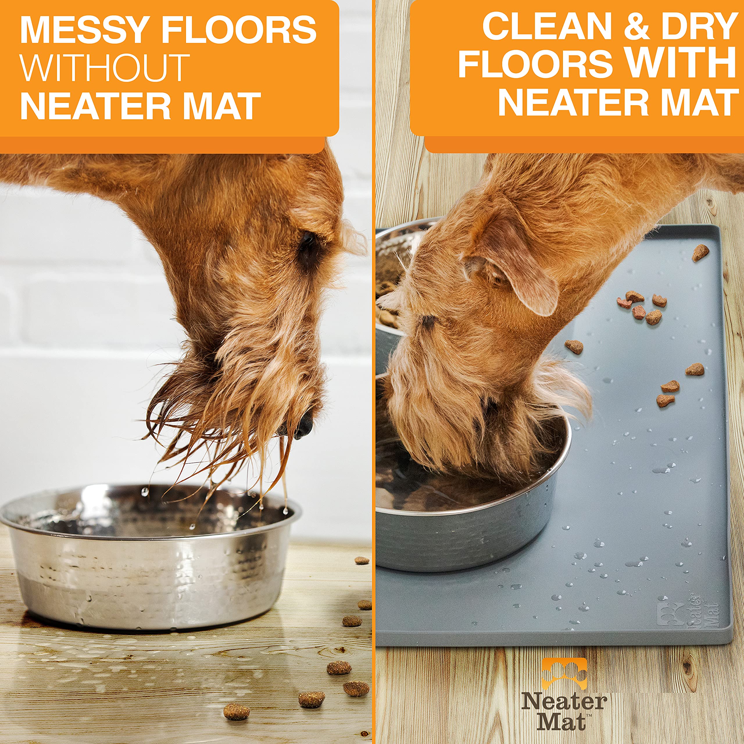 Neater Mat easy to clean; wipe or dishwasher-safe.