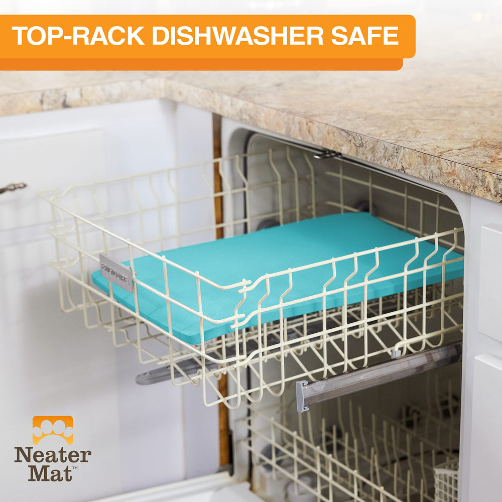 Neater Mat protects floors from spills and splashes in busy kitchens.