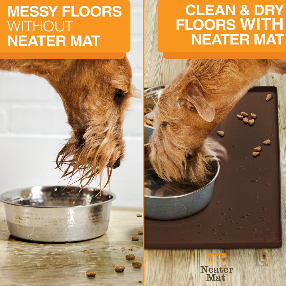 Neater Pet Brands Neater Mat fits two bowls securely.