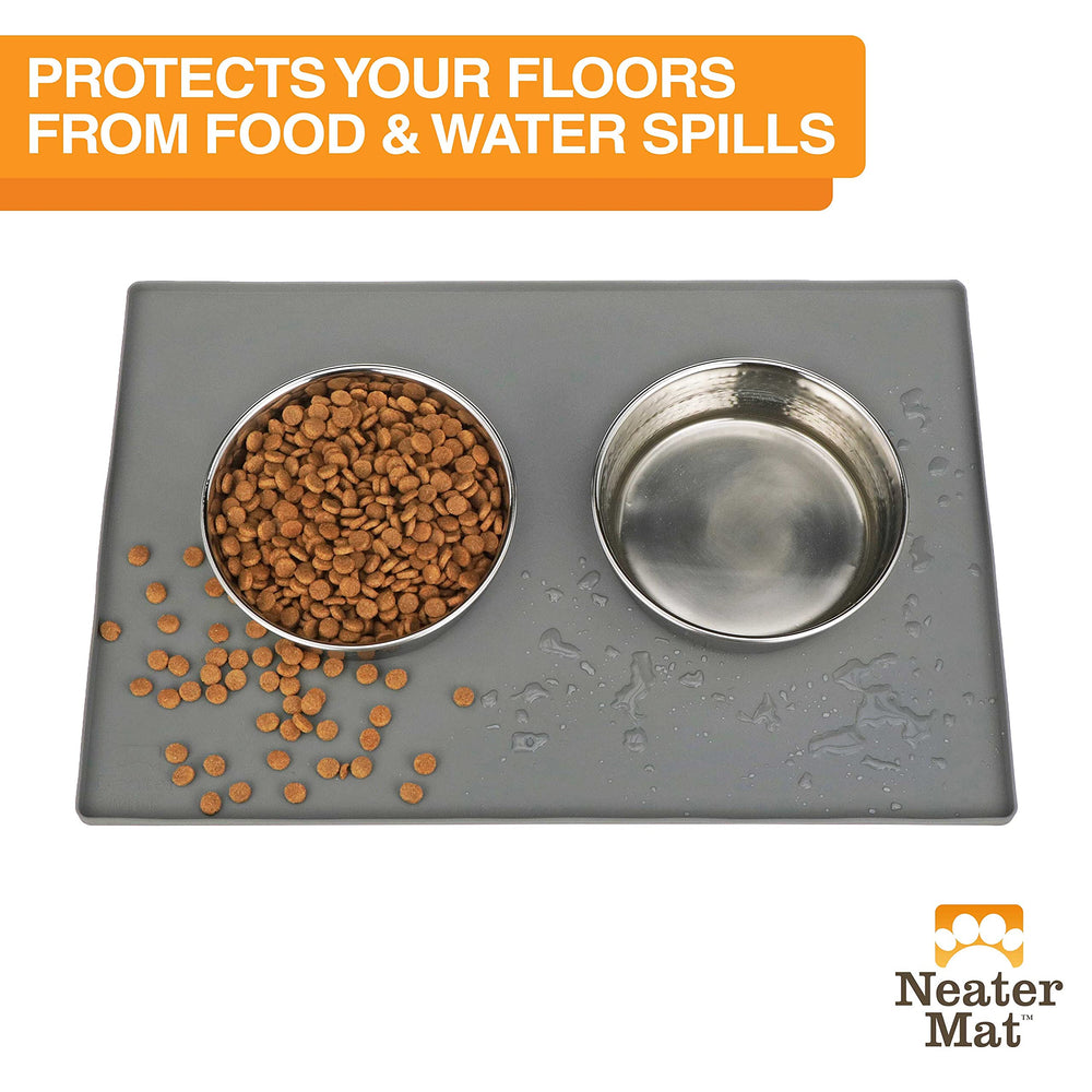 Neater Mat waterproof silicone surface keeps spills contained during meals.