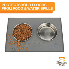 Neater Mat waterproof silicone surface keeps spills contained during meals.