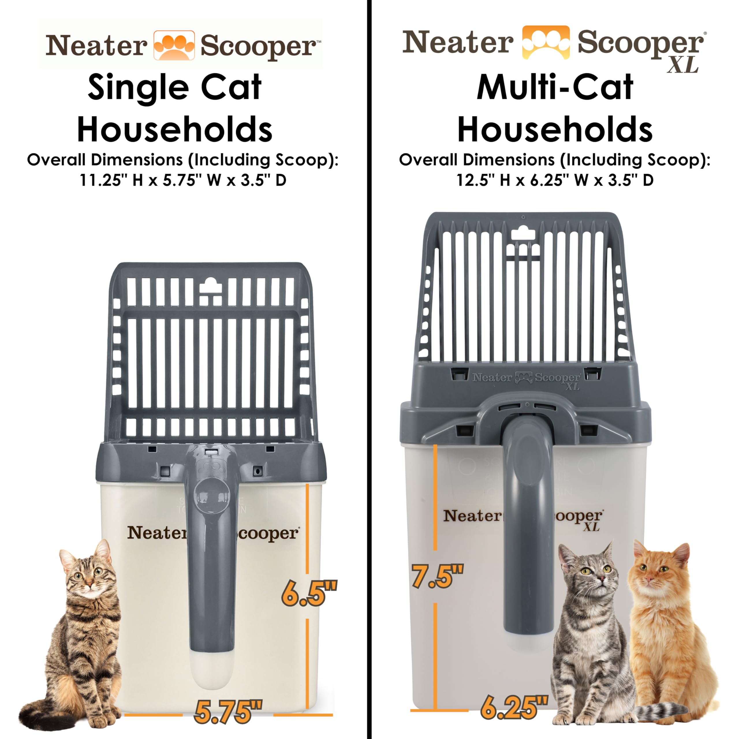 Neater Scooper XL wide opening accommodates large clumps with less shaking.