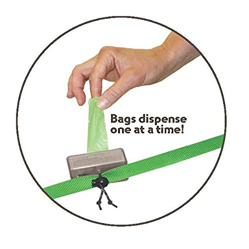 Neater Bags dispenser clips to any leash for convenient on-the-go refills.